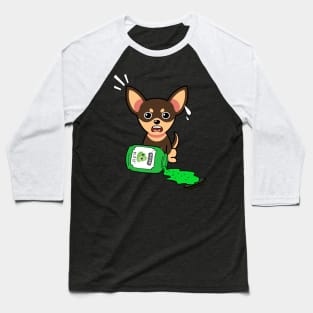 Cute small dog Spills a jar of wasabi sauce Baseball T-Shirt